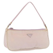 PRADA Accessory Pouch Nylon Pink Silver Auth AMZ342