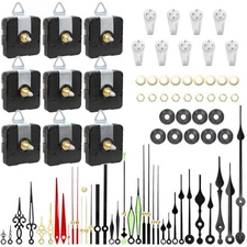  9 Pieces Clock Movement Mechanism Kit with 12 Pairs Clock Hands, Silent 