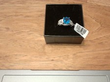 GORGEOUS, NATURAL ROYAL BLUE QUARTZ in Sterling Silver ,3.2 ctw , ring size 7