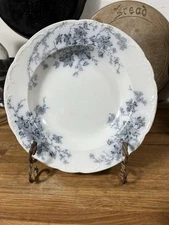 Bridgwood & Son Porcelaine Opaque Arundel Gray Black Transferware Soup Bowl