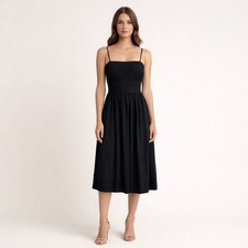 Wtoo by Watters Black Chiffon Dress Women 6 Spaghetti Strap Empire Waist LBD