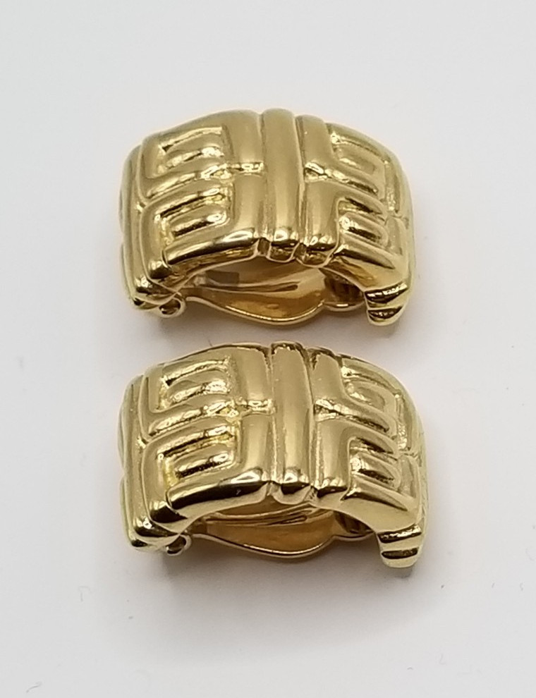 Vintage Givenchy Paris New York Logo Hoop Gold Tone Clip on Earrings thumbnail 8