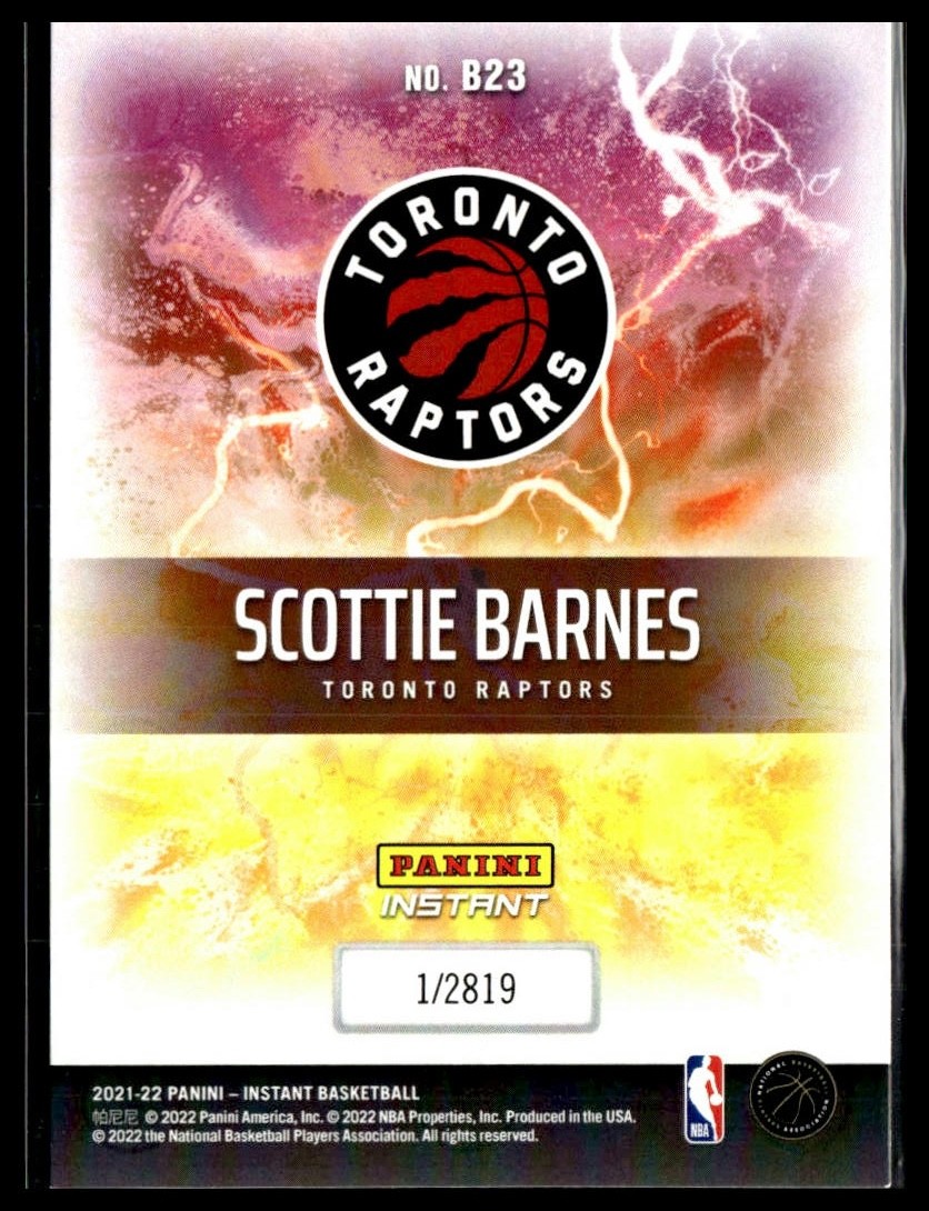 2021-22 Panini Instant Breakaway B23 Scottie Barnes Toronto