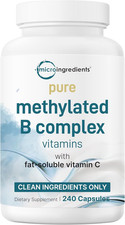 Pure Methylated B Complex, 240 Capsules  11-In-1 Formula with Methylfolate, B12