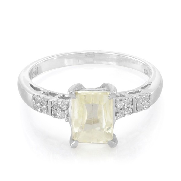 Cavill Ring 1,66Ct Kanariengelber Kunzit Sterlingsilber Platin Zirkon-image