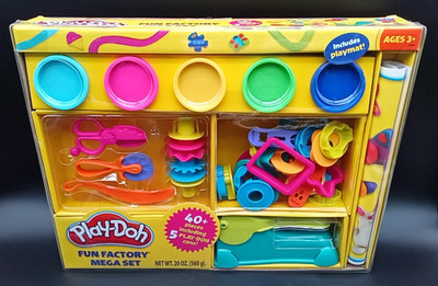 New Play-Doh ~ Fun Factory Mega Set Over 40 Pieces ~ Includes Playmat!