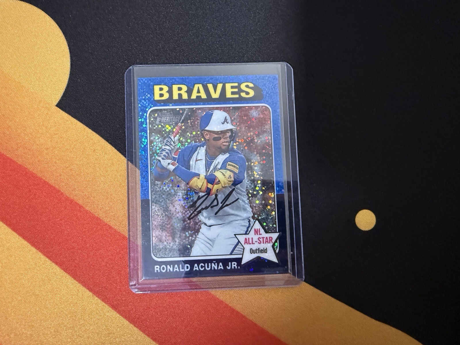 2024 Topps Heritage Blue Sparkle Chrome Ronald Acuna Jr Atlanta Braves 