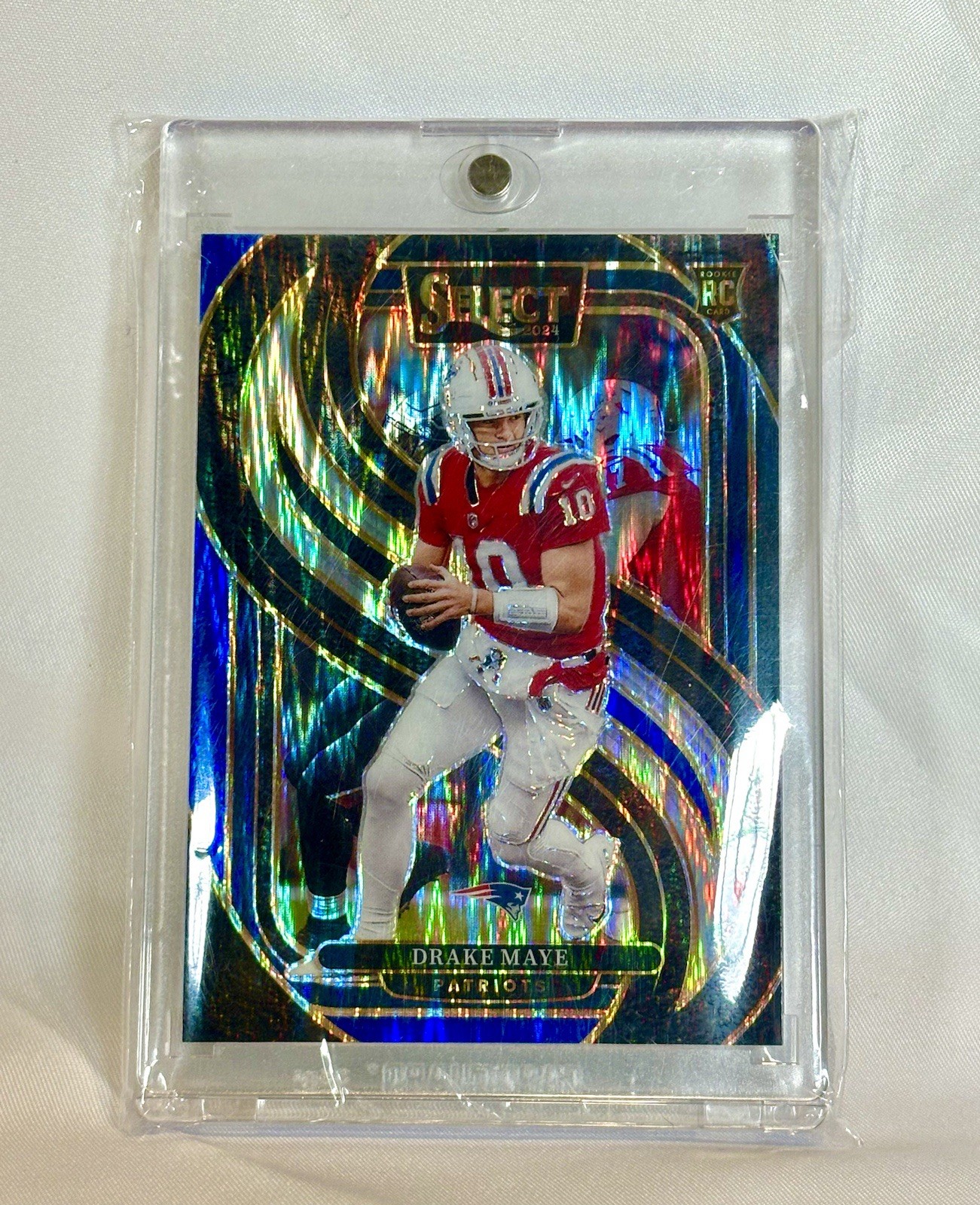 2024 Panini Select Drake Maye RC Prizm Premier Level Black & Blue Shock #113