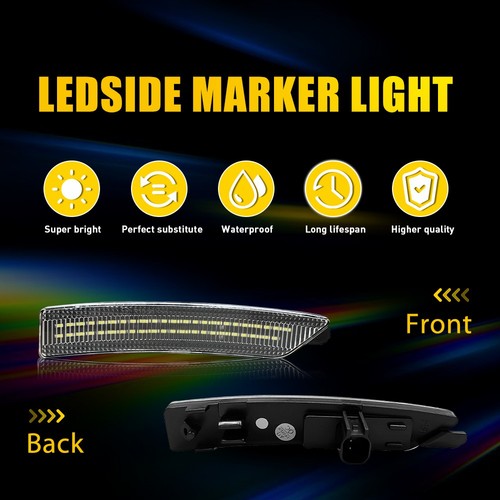 4X Clear Lens White LED Side Marker Light Assembly For 2024-2025 Ford Mustang - Picture 9 of 13