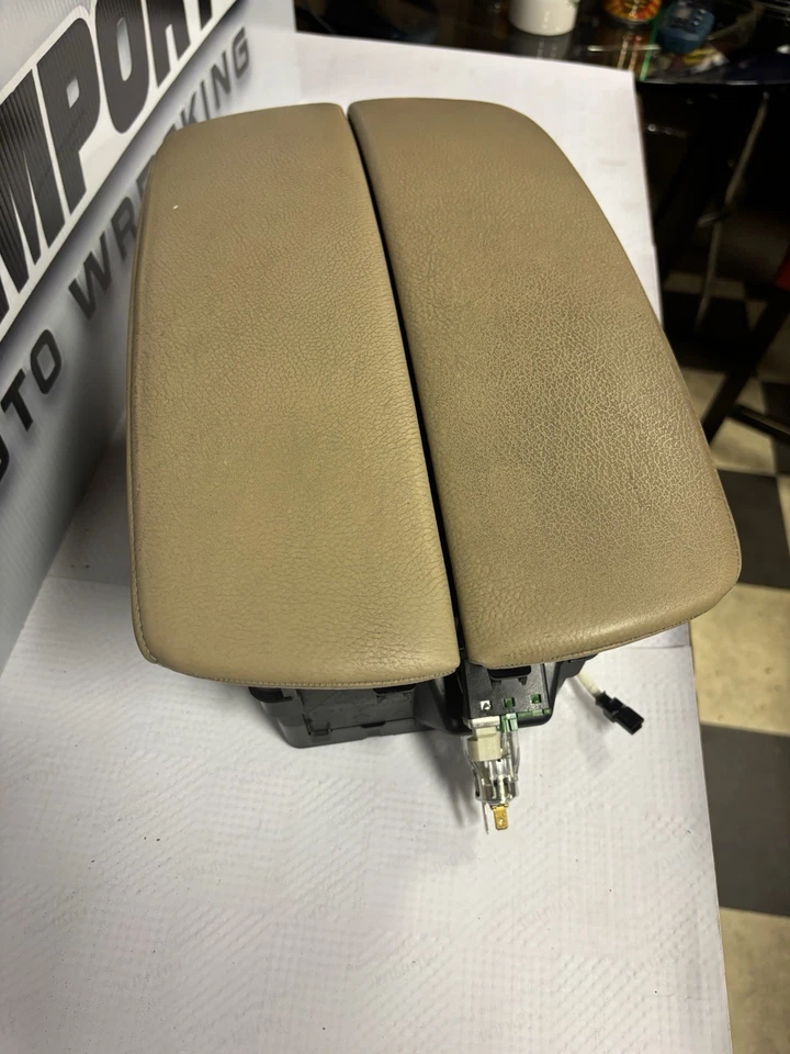 BMW X5 X6 E70 2007-2013 consola central delantera reposabrazos almacenamiento beige tostado 9115082 Foto 2 de 4
