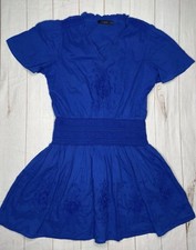 NWOT Polo Ralph Lauren Womens Dress 10 Blue Ruffle Trimmed Knee Lengh V-Neck