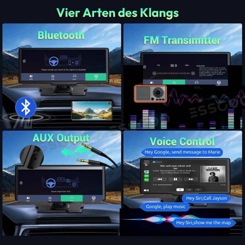 10 Zoll IOS CarPlay Android Auto Car Dashcam 4K Navi Autoradio Navigationsgerät - Bild 4 von 4