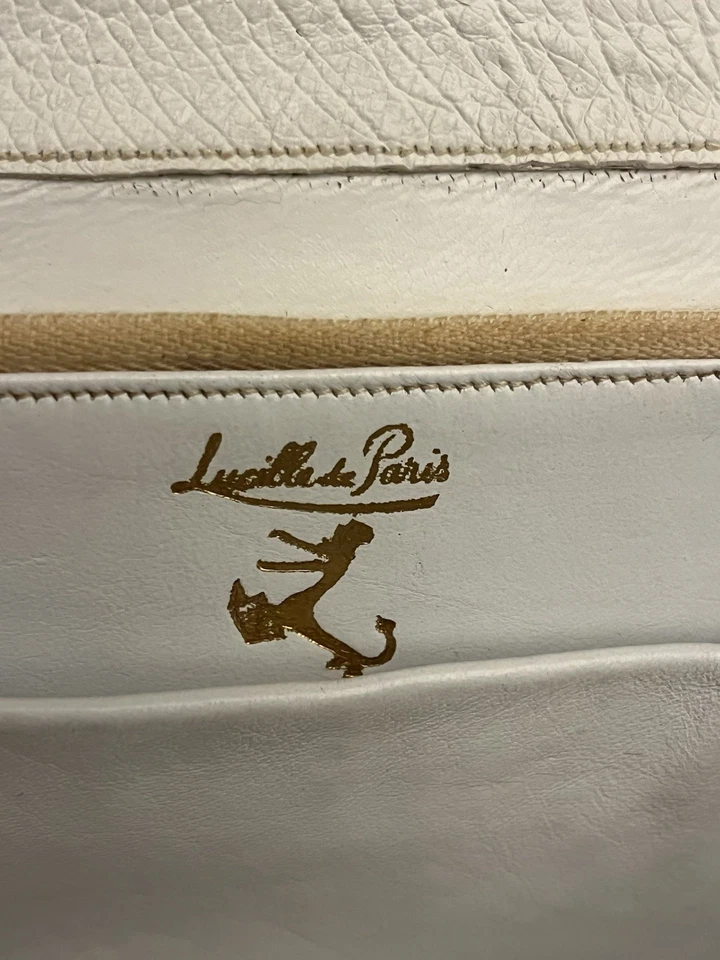 Cartera de mano de cuero vintage de los años 50 rara Lucille de Paris cuero de avestruz Foto 2 de 4