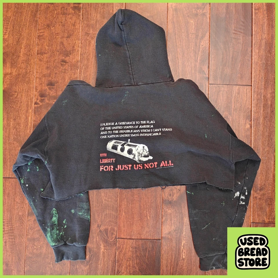 Sudadera con Capucha Y2K NOFX The Decline Personalizada Recortada Pintura Salpicaduras XL Negra Punk Foto 2 de 4