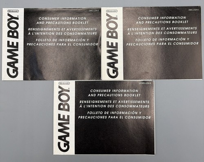 #ad Consumer Information Booklet Game Boy GBC GBA SP DMG USA 6 Lot Of 3 $12.99