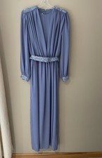 Jack Bryan Vintage 1970s-1980s Formal Gown Dress Beaded Sequin Chiffon Belted