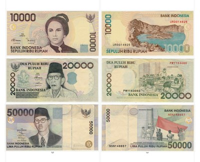 INDONESIEN SET 3 TEILE 10000 20000 50000 RUPIAH 1998-99 AUNC (siehe Bild)