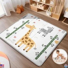 PIGLOG 50x50 Reversible Baby Play Mat - 0.6in Thick Waterproof Foam, Giraffe
