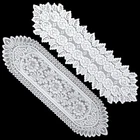 2Pcs Lace Table Runner,White Crochet Table Runner, Elegant Oval Lace Runners
