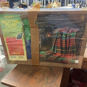 WonderArt Scottish Plaid Afghan Crochet Kit - Blue Green - 45” x 65” Needlecraft