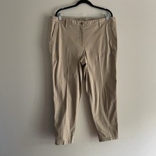 Talbots Sz 14 Tan Khaki Preppy Distressed Patches Relaxed Girlfriend Chino Pants