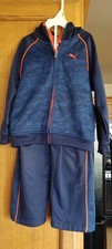 PUMA BOYS 2 PIECE TRACK SUIT OUTFIT SIZE 3T Blue w Orange Stripes Pants Jacket