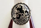 STERLING & Black Onyx Carolyn Pollack "FLOWER" Sterling Silver Ring Size 7
