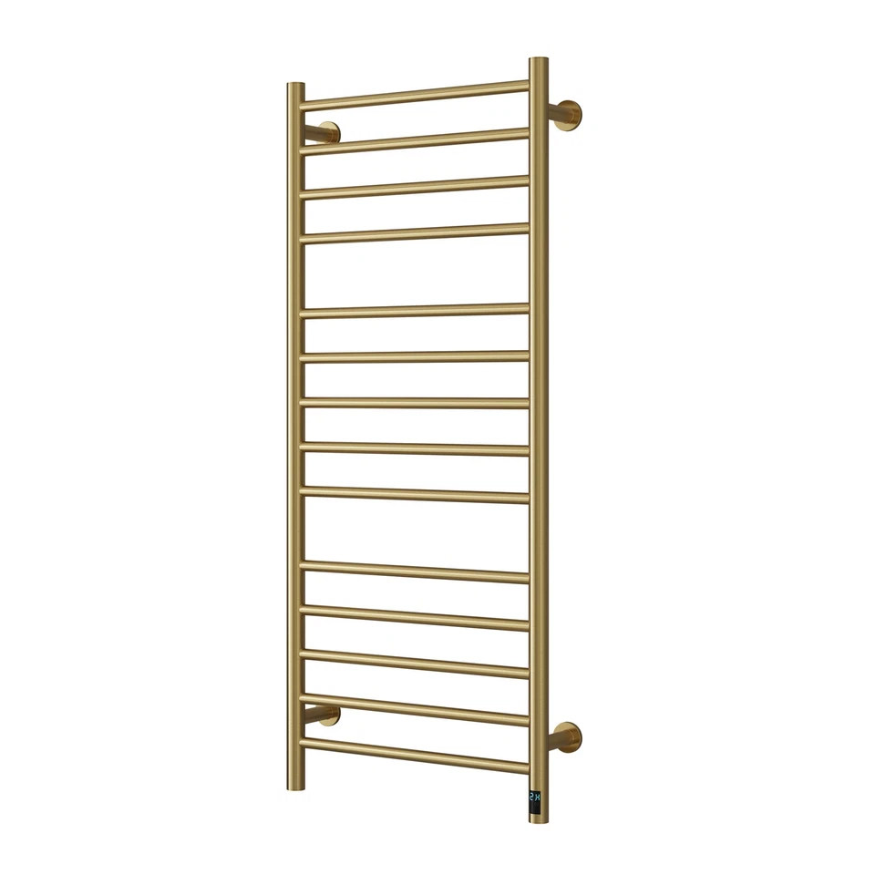 Reina Arnage Dry Electric Heated Towel Rail 1200mm H x 500mm W - Brushed Brass