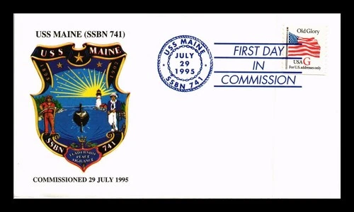 DR JIM STAMPS US COVER USS MAINE SSBN-741 FIRST DAY COMMISSION NAVAL CANCEL
