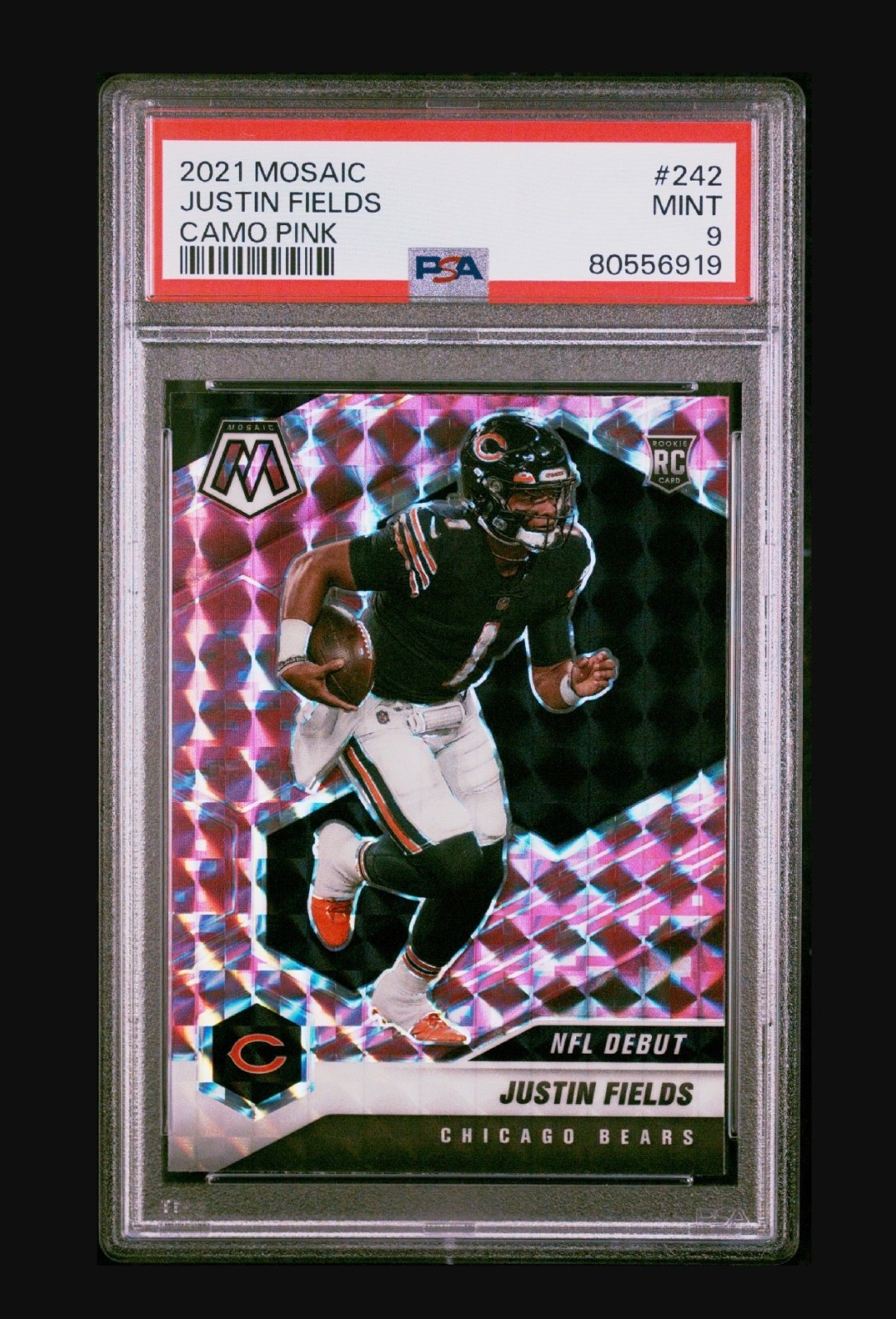 2021 JUSTIN FIELDS Panini Mosaic Camo Pink Rookie RC #242 PSA 9