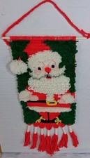 Vintage Santa Claus Latch Rug Hook Wall Hanging Tapestry Xmas Holiday Home Decor