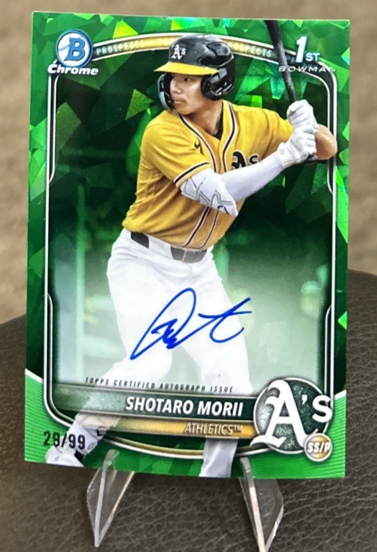 2025 Bowman Chrome Sapphire Prospects Autographs Shotaro Morii Green /99 SSP