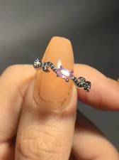 Natural Amethyst Crystal Silver- plated Cooper Ring/ Adjustable