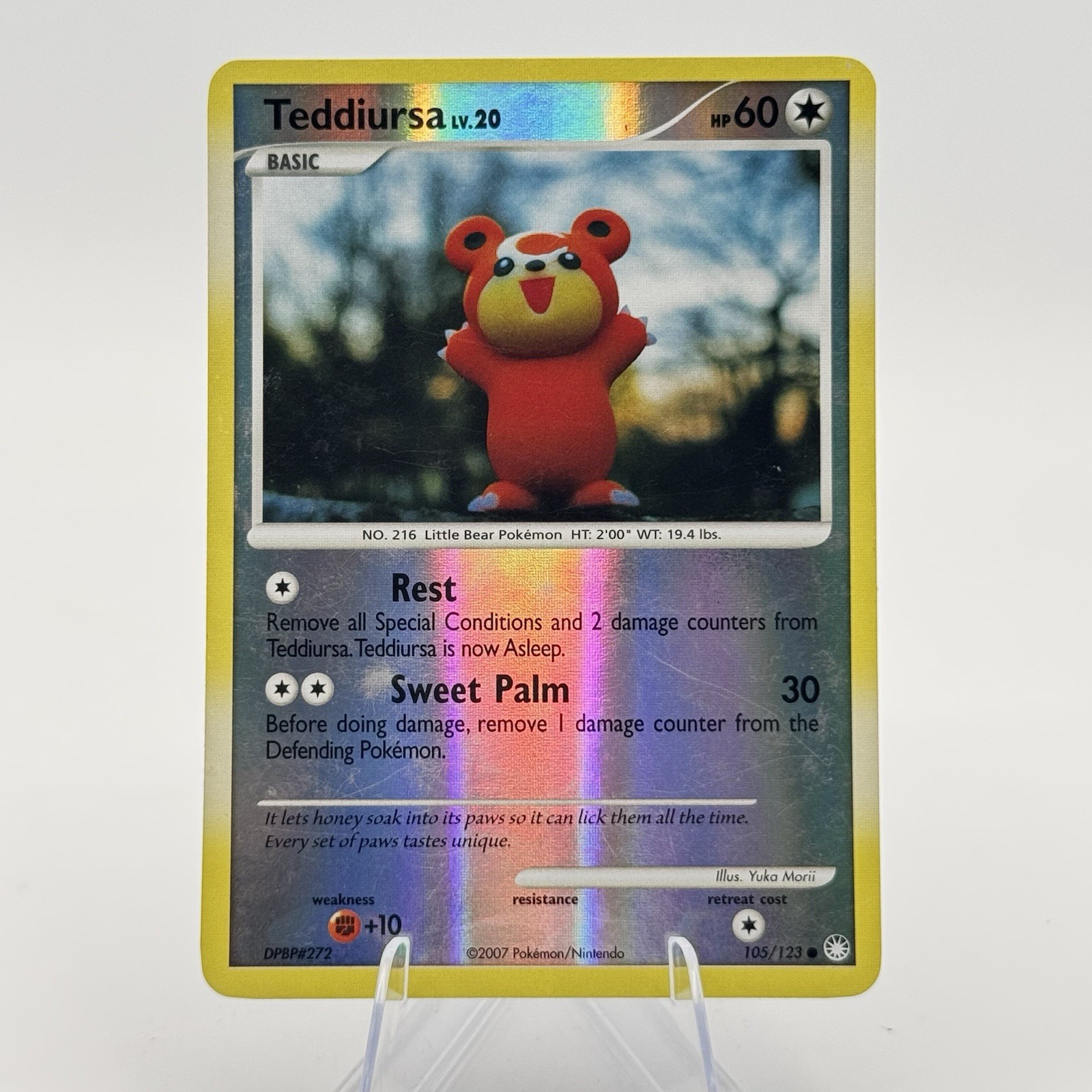 Teddiursa Pokémon 2007 DP Mysterious Treasures Reverse Holo Common 105/123 LP
