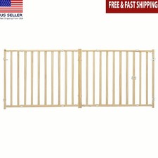Extra-Wide Wooden Dog Gate 24in High Adjustable Pet Safety Barrier 50-94in New