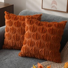 Fall Pillow Covers 18x18 Set of 2 Fall Decorations Autumn Rust Pumpkin Throw ...