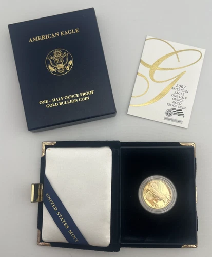 2007-W $25 Twenty Five Dollar American 1/2 oz Gold Eagle Bullion PR Coin ~ OGP