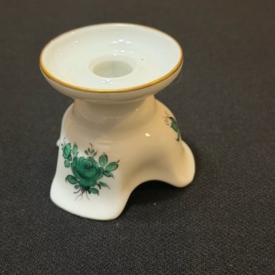 Augarten Vienna Maria Theresia Porcelain Single Candle Holder Green Rose Floral