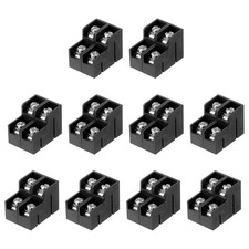 10Pcs 2 Position Terminal Blocks Double Row, 23.5 X17.5mm 300V 15A, Black