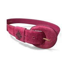 Sostanza Belt Pink Genuine Pig Suede Bohemian Western Feminine 1.5” Wide Size L