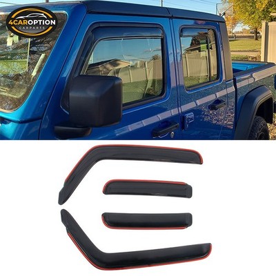 In-Channel Window Visors Fits 18-25 Wrangler JL Unlimited 4Dr Rain Sun Guard