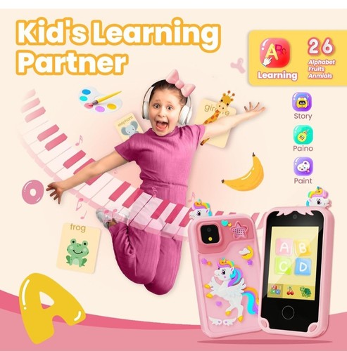 Kids Phone Toy Gift for Girls 3 4 5 6 7 8 Years Old, Toddler Smart Phone Pink - Picture 4 of 5