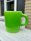 Vintage Anchor Hocking Green Milk Glass Stackable Mug