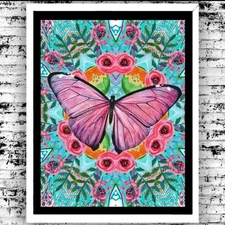 Bright Butterfly Nature Kaleidoscope Art Print 8.5x11