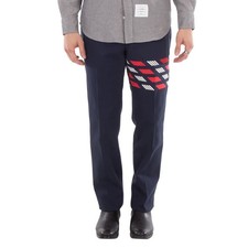 Thom Browne Men's Blue Cotton 4-Bar Chino Trouser