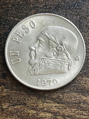 1970 Mexico Un 1 One Peso AU Almost Uncirculated Rare Actual Coin TC4481*
