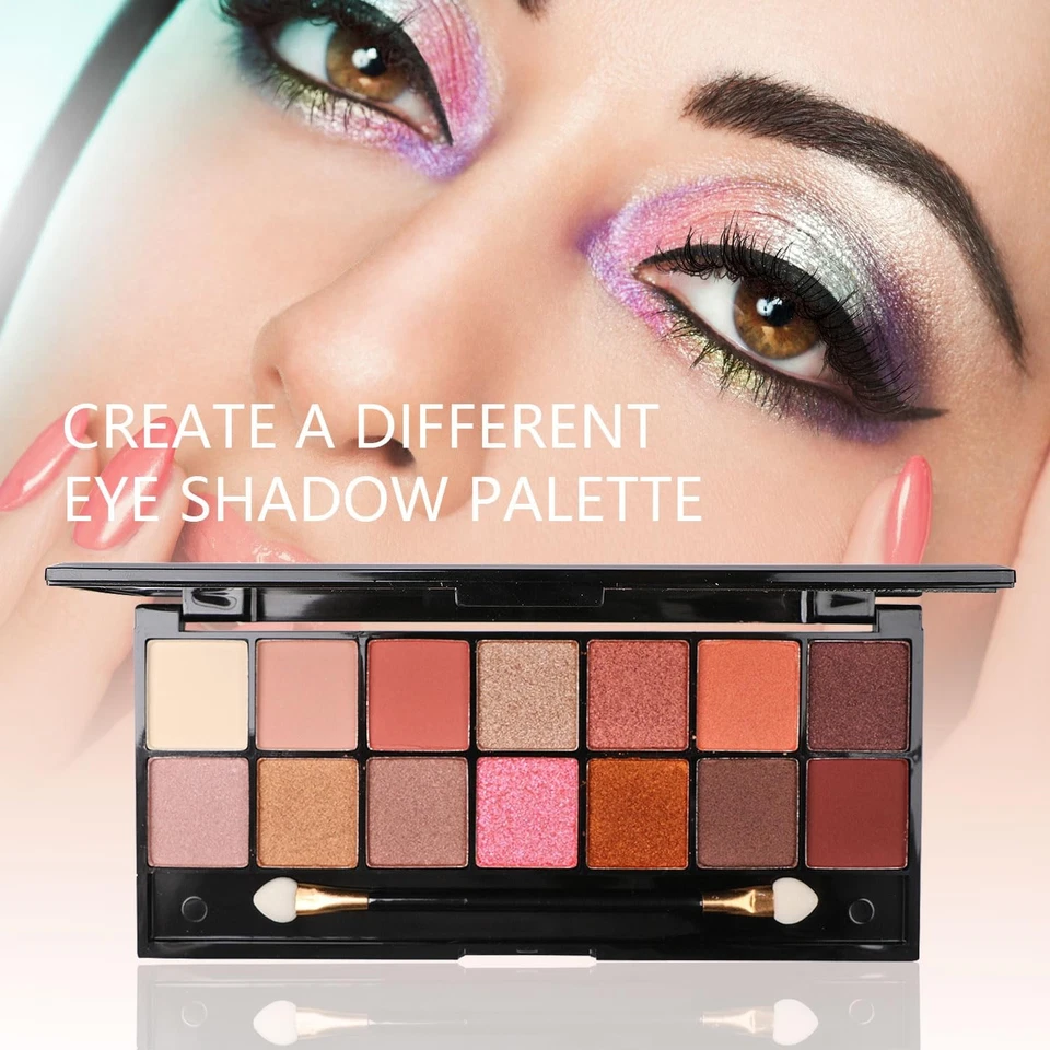 Kit de maquillaje todo en uno - Paleta de sombras de ojos 2X14, base líquida, lápiz delineador de ojos Foto 4 de 4