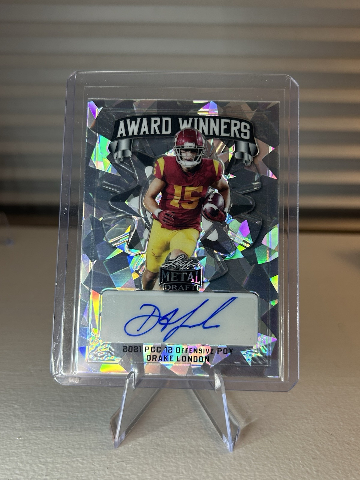 Drake London 2022 Leaf Metal Draft Award Winners Holo Crystals Rc Auto (13/25)