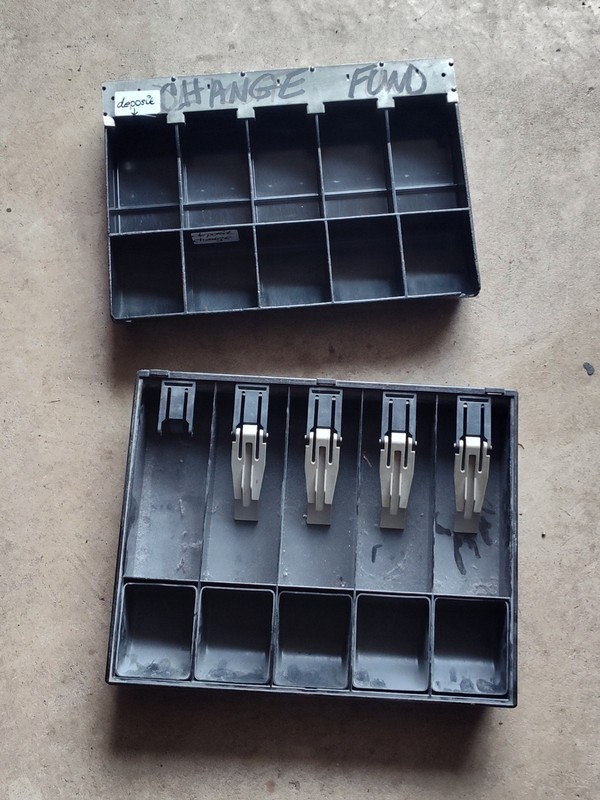 Lot of 2 IBM OEM POS Point of Sale Cash Till / Drawer / Tray w Coin Cups