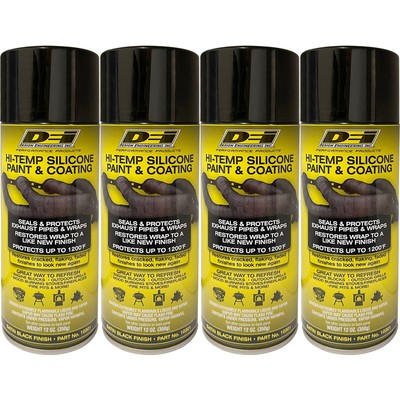 Design Engineering DEI High Temp Paint 10301 4pk; Hi-Temp 12oz Black Silicone